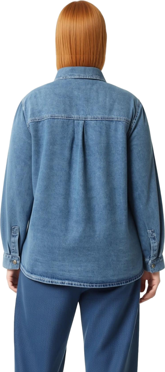 Kadın Büyük Beden Taş İşlemeli Denim Gömlek Günlük Stilinize Işıltılı Bir Dokunuş Katın Şık