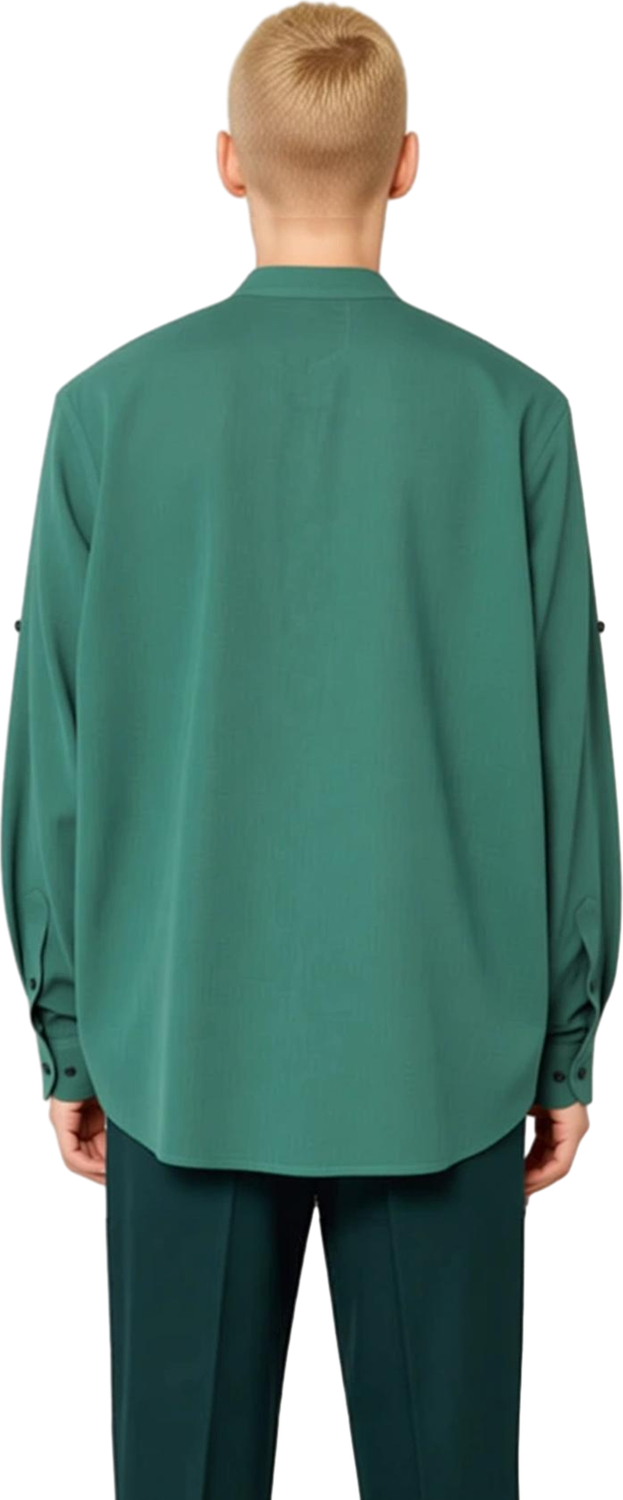 Erkek Keten Görünümlü Pamuklu Hakim Yaka Slim Fit Uzun Kollu Modern Kesim Gömlek Dayanıklı
