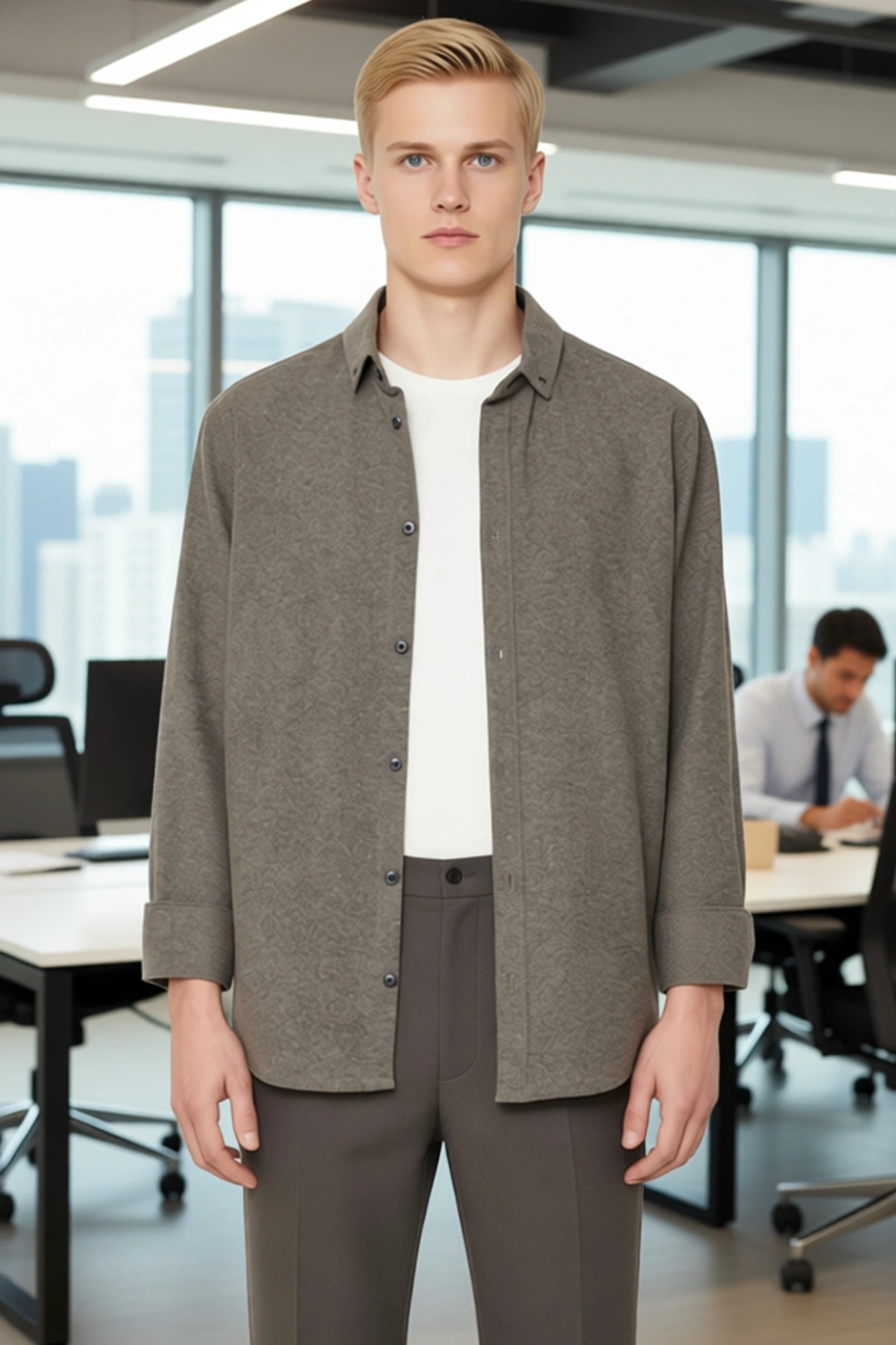 Erkek Kışlık Flanel Dokuma Düğmeli Yaka Slim Fit Gömlek Konforlu Ve Şık Günlük Stiller Spor