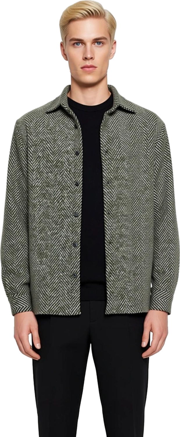 Unisex Balıksırtı Desenli Rahat Kalıp Kışlık Overshirt Gündelik Kombinlerinizin Vazgeçilmezi