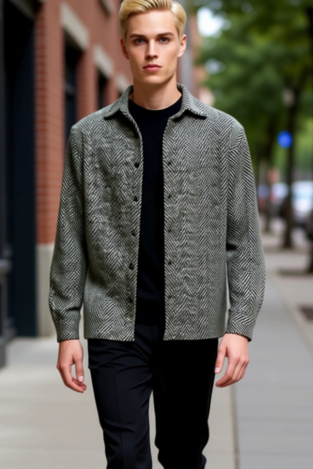Unisex Balıksırtı Desenli Rahat Kalıp Kışlık Overshirt Gündelik Kombinlerinizin Vazgeçilmezi