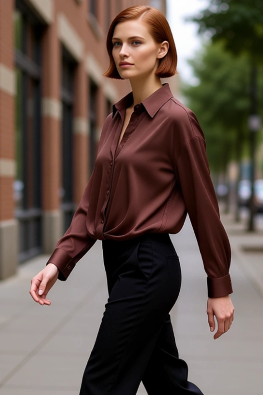 Kadın Dökümlü Oversize Gömlek Saten Dokulu Uzun Kollu Rahat Kesim Gündelik Modern Stil Şık