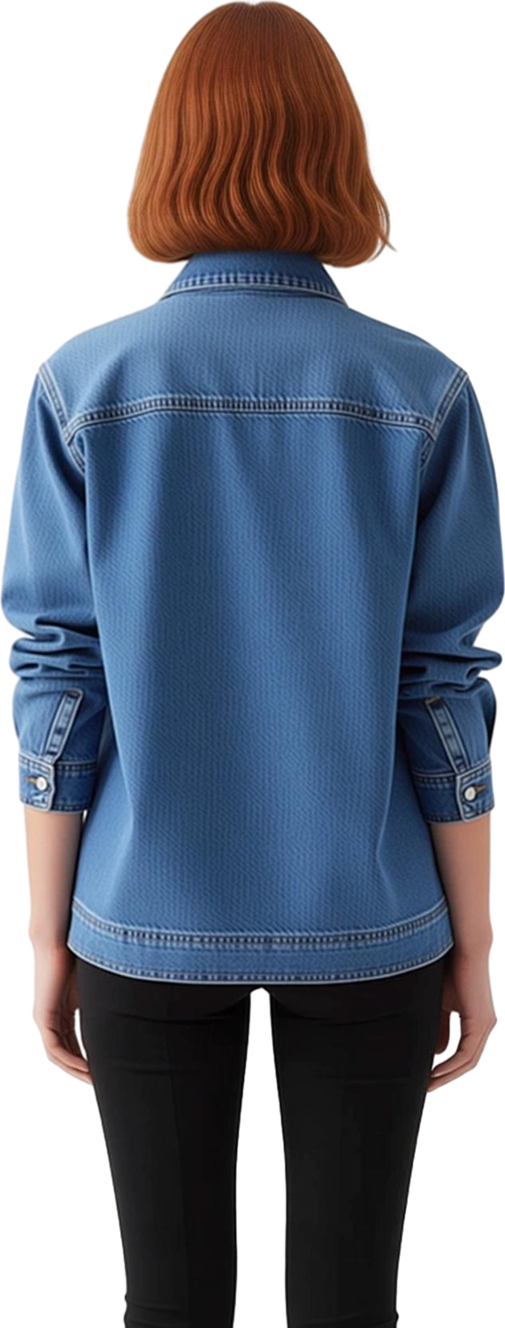 Kadın Düz Renk Denim Oversize Gömlek Fermuar Detaylı Ve Şıklık Gün Boyu Sizinle Fonksiyonel