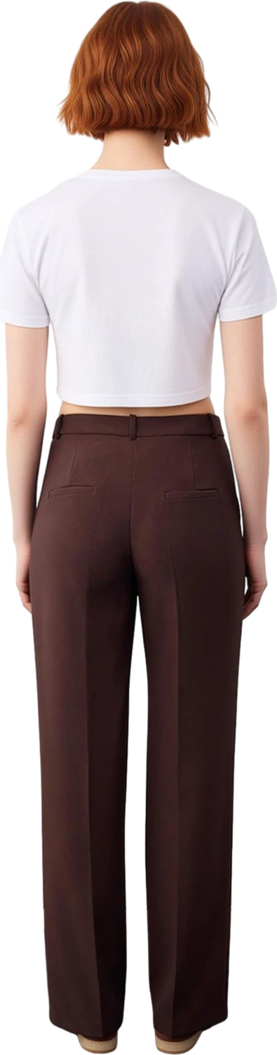 Kadın Elastan Karışımlı Geniş Paça Koyu Kahve Pantolon Fonksiyonel Dayanıklı Kaliteli Spor