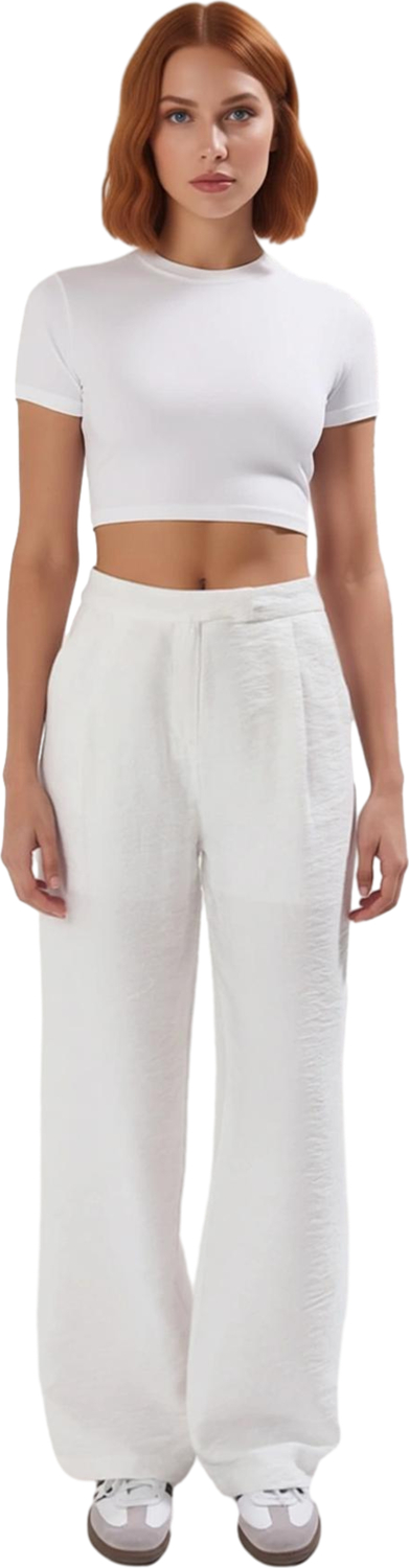 Kadın Wide Leg Dokulu Kumaş Pantolon Günlük Kullanım Fonksiyonel Dayanıklı Kaliteli Modern