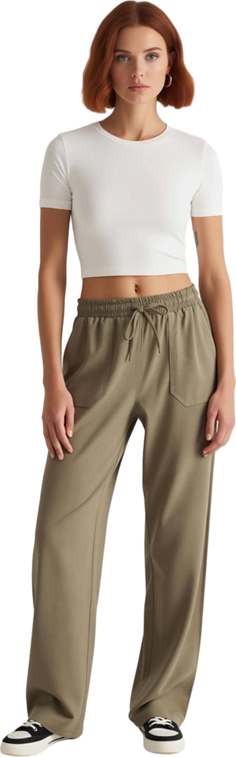 Kadın Gabardin Yüksek Bel Düz Kesim Jogger Pantolon Fonksiyonel Dayanıklı Kaliteli Estetik