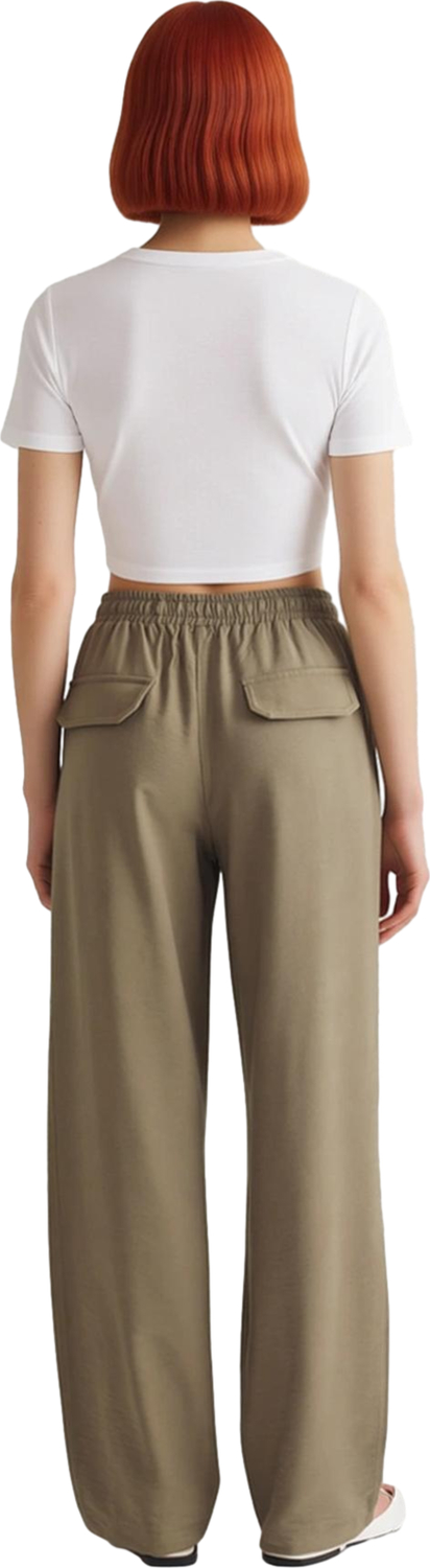 Kadın Gabardin Yüksek Bel Düz Kesim Jogger Pantolon Fonksiyonel Dayanıklı Kaliteli Estetik