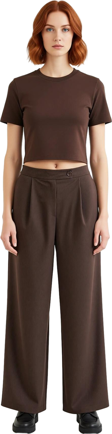 Kadın Çizgili Wide Leg Pantolon Fonksiyonel Dayanıklı Kaliteli Konforlu Estetik Premium Şık