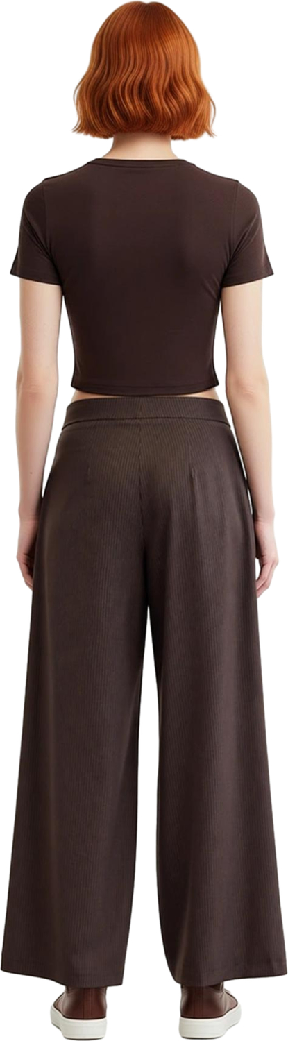 Kadın Çizgili Wide Leg Pantolon Fonksiyonel Dayanıklı Kaliteli Konforlu Estetik Premium Şık