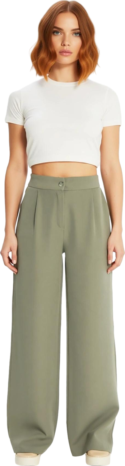 Kadın Regular Yüksek Bel Geniş Paça Pantolon Düz Desen Casual Kış Yaz Aylarının Vazgeçilmezi