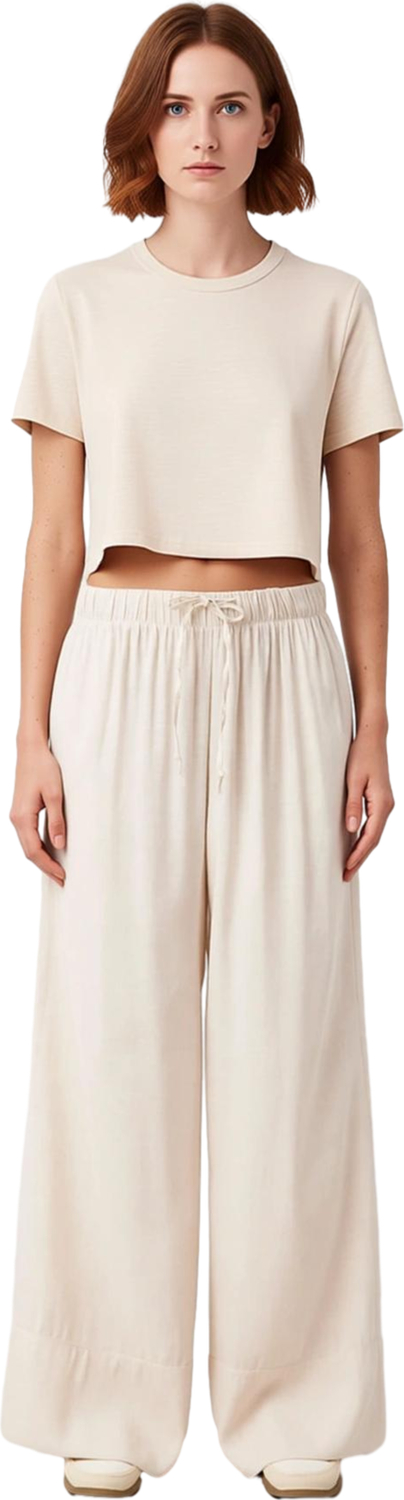 Kadın Düz Dokuma Wide Leg Pantolon Fonksiyonel Dayanıklı Kaliteli Konforlu Estetik Premium