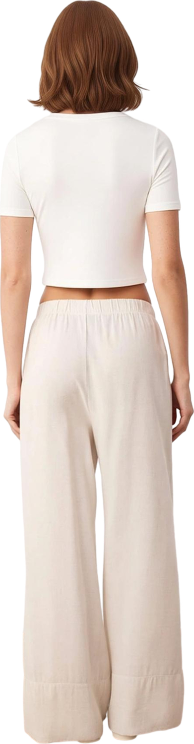 Kadın Düz Dokuma Wide Leg Pantolon Fonksiyonel Dayanıklı Kaliteli Konforlu Estetik Premium