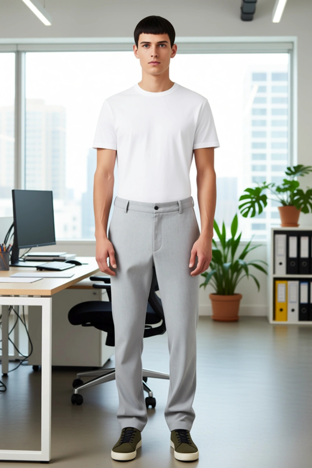 Kadın İçin Slim Fit Kumaş Dokuma Pantolon Beli Bağlama Detaylı Açık Fonksiyonel Dayanıklı Şık
