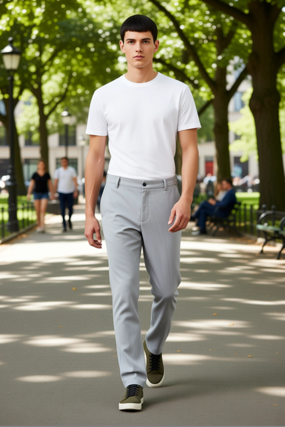 Kadın İçin Slim Fit Kumaş Dokuma Pantolon Beli Bağlama Detaylı Açık Fonksiyonel Dayanıklı Şık