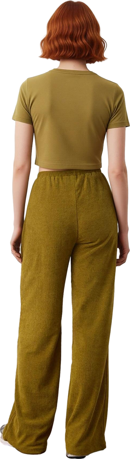 Kadın Gofre Dokulu Wide Leg Pantolon Bağlama Detaylı Fonksiyonel Dayanıklı Kaliteli Modern
