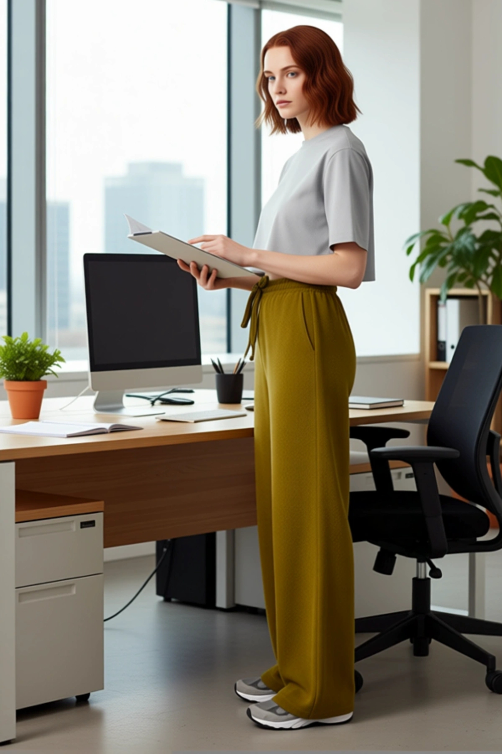 Kadın Gofre Dokulu Wide Leg Pantolon Bağlama Detaylı Fonksiyonel Dayanıklı Kaliteli Modern