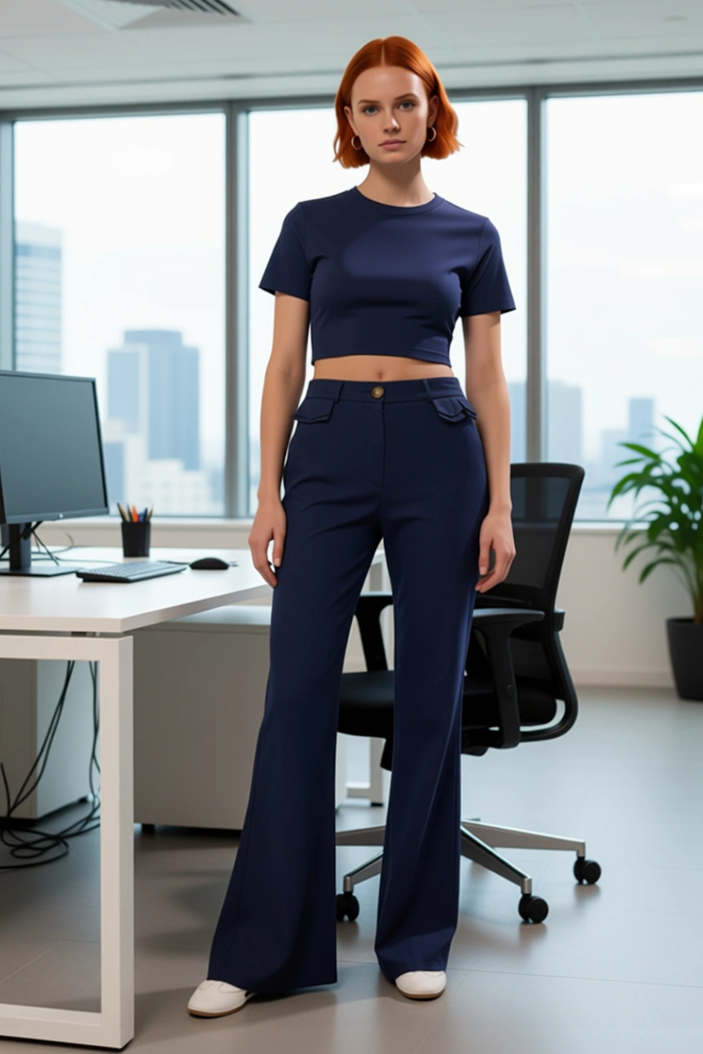 Kadın Gabardin Yüksek Bel Bootcut Pantolon Fonksiyonel Dayanıklı Kaliteli Konforlu Estetik