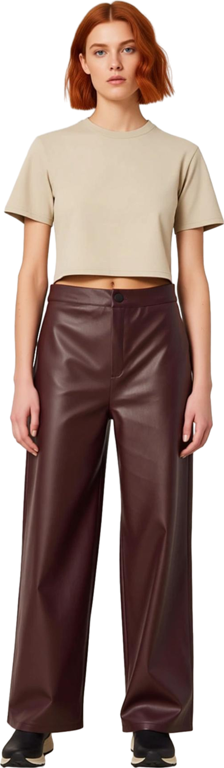 Kadın Suni Deri Geniş Paça Pantolon Cool & Comfort Tarzı Fonksiyonel Dayanıklı Kaliteli Şık