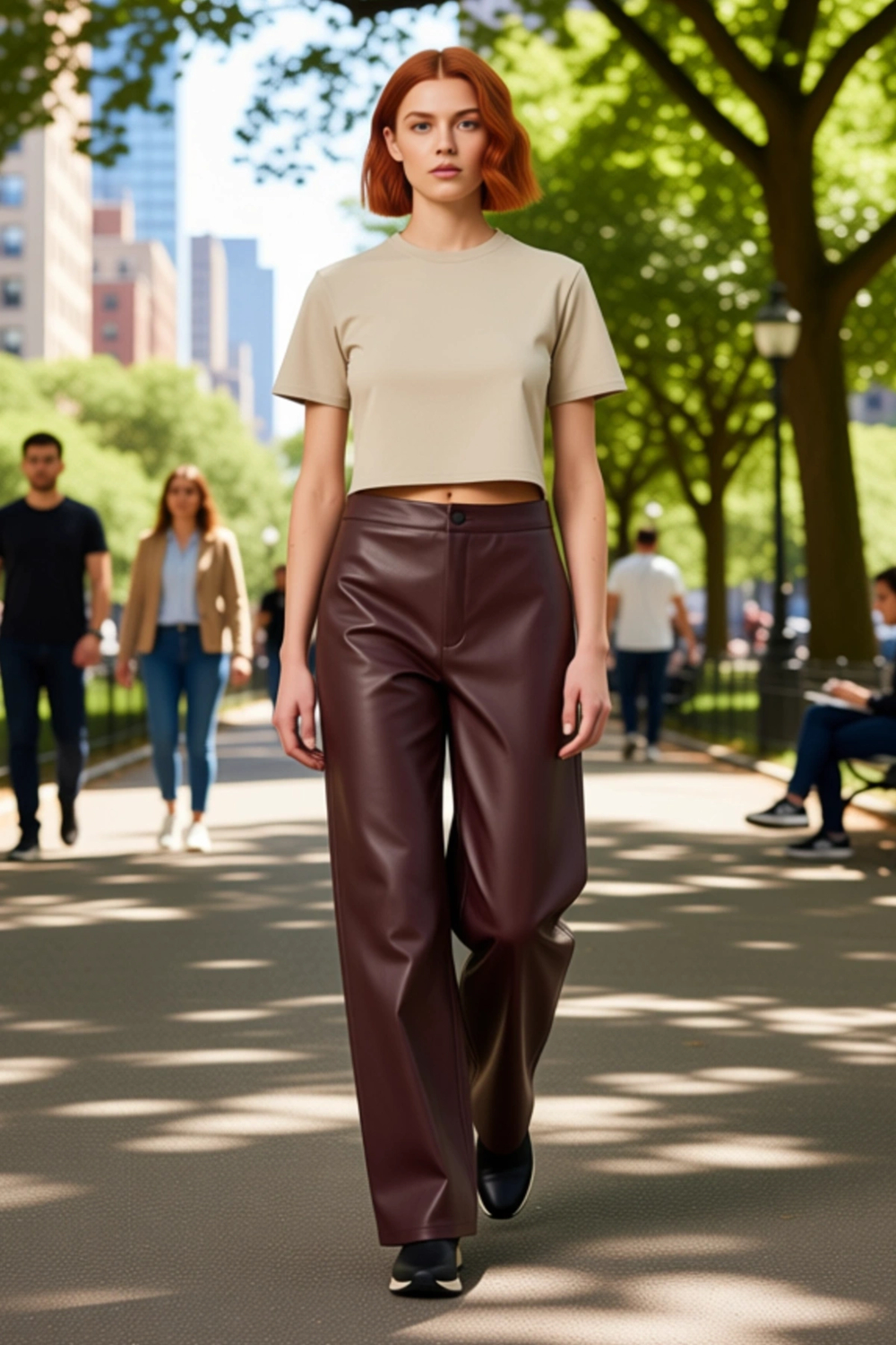 Kadın Suni Deri Geniş Paça Pantolon Cool & Comfort Tarzı Fonksiyonel Dayanıklı Kaliteli Şık