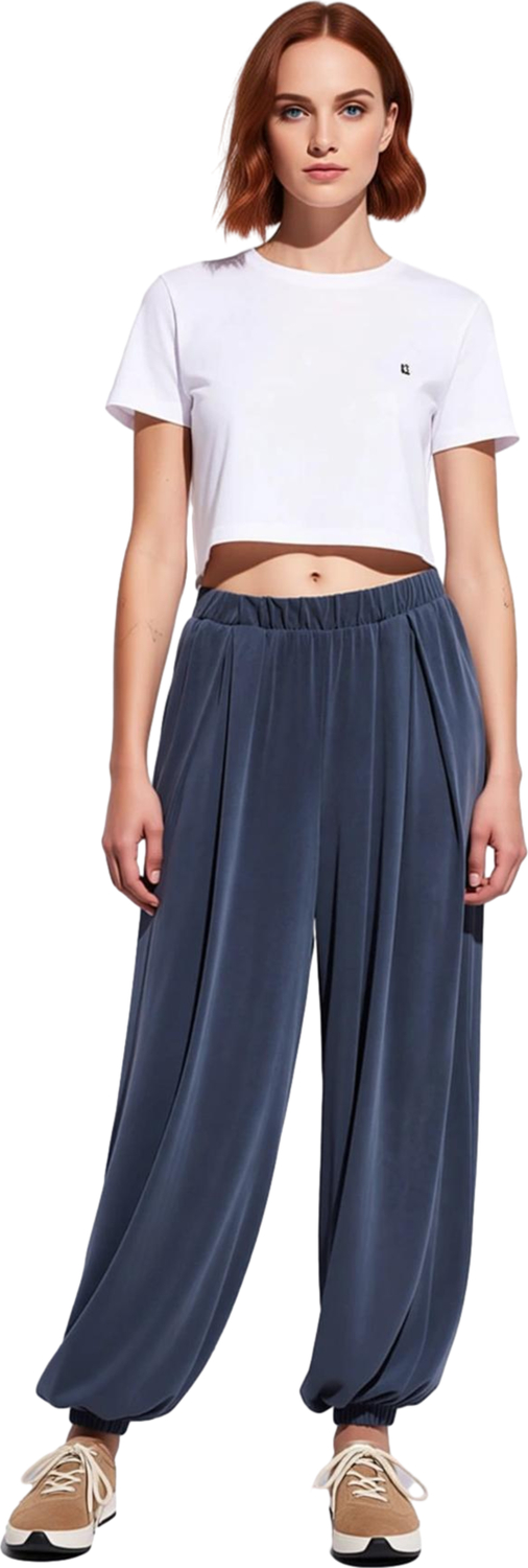 Kadın Modal Polyester Karışımlı Geniş Paça Pantolon Antrasit Fonksiyonel Dayanıklı Estetik