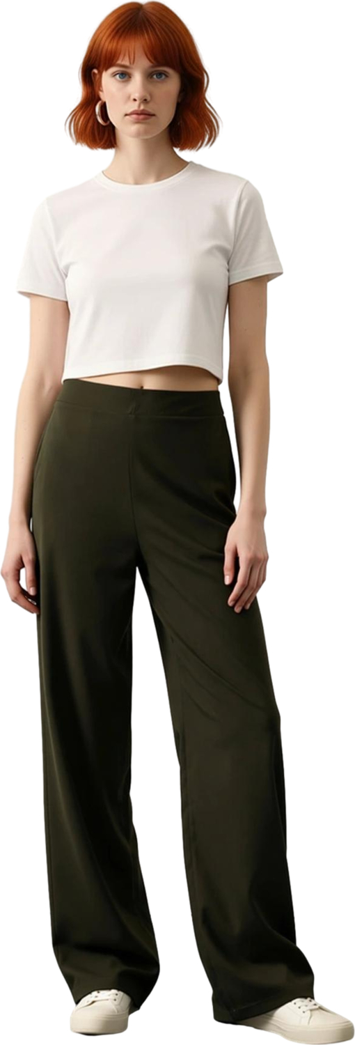 Kadın Haki Wide Leg Pantolon Günlük Kullanım Fonksiyonel Dayanıklı Kaliteli Konforlu Rahat