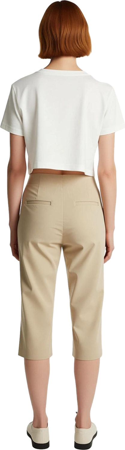 Kadın Beige Dar Paça Kapri Pantolon Elastik Detaylı Şık Tasarım Fonksiyonel Dayanıklı Spor