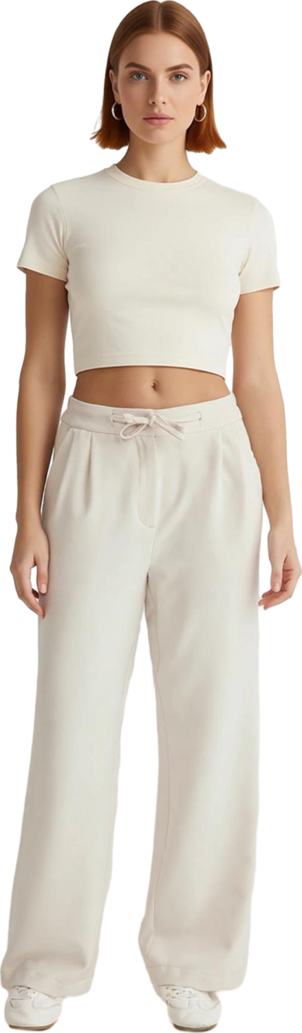 Düşük Bel Bağcıklı Wide Leg Dokuma Kadın Pantolonu Fonksiyonel Dayanıklı Kaliteli Konforlu