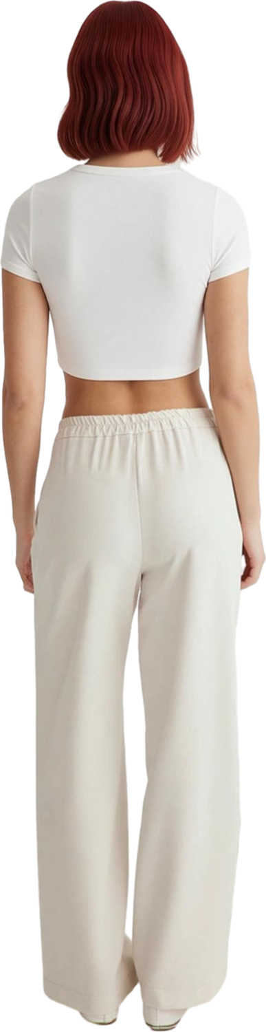 Düşük Bel Bağcıklı Wide Leg Dokuma Kadın Pantolonu Fonksiyonel Dayanıklı Kaliteli Konforlu