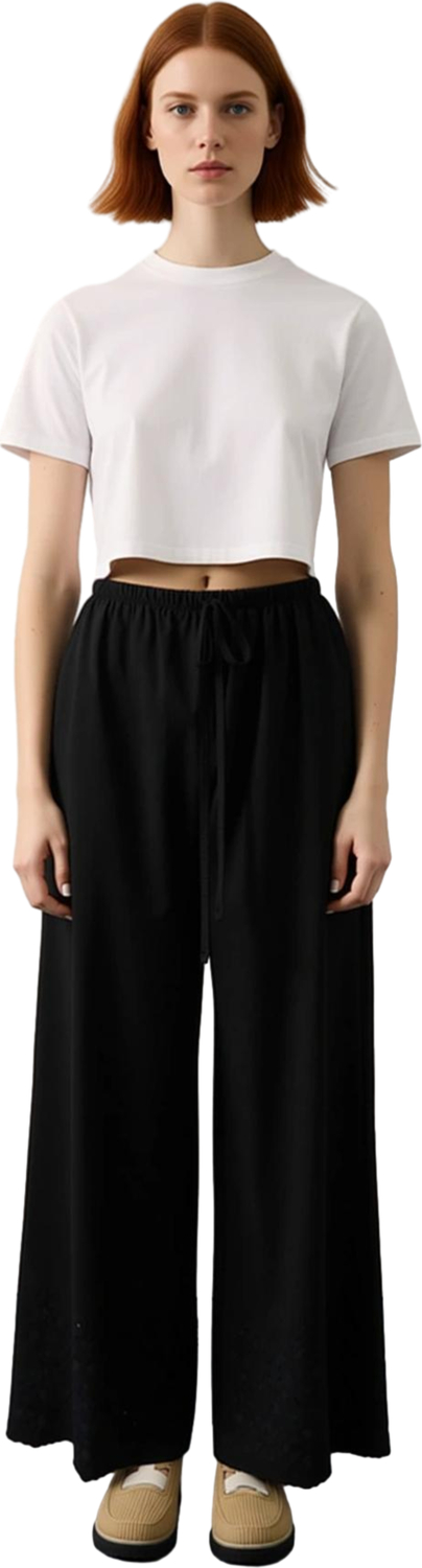 Kadın Wide Leg Poplin Pantolon Bağcıklı Fonksiyonel Dayanıklı Kaliteli Konforlu Estetik Şık