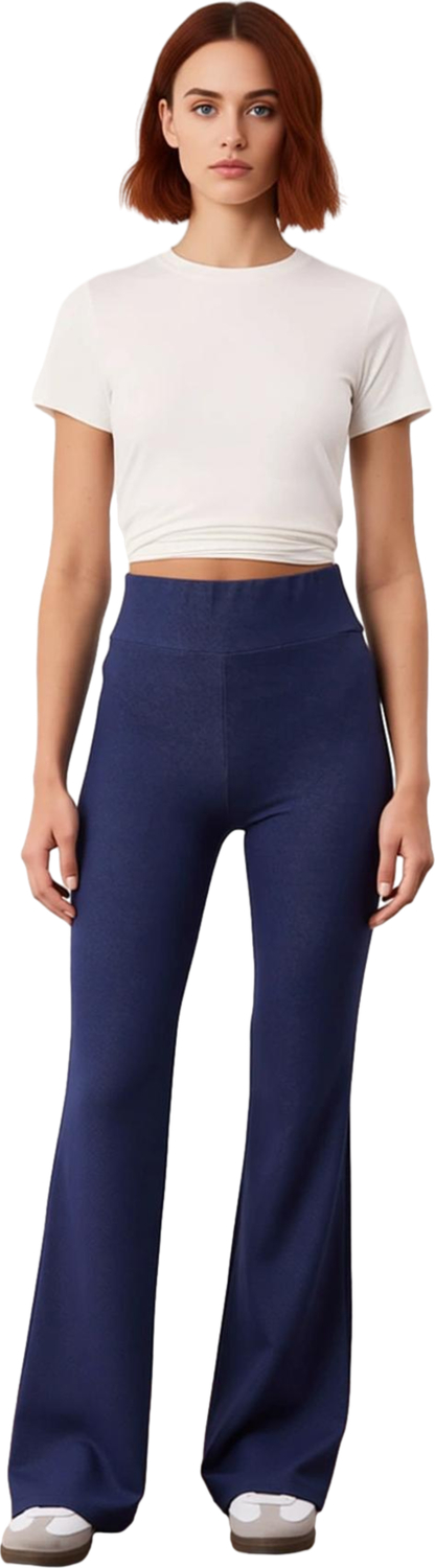 Kadın Yüksek Bel Wideleg Denim Etkili Esnek Pantolon Fonksiyonel Dayanıklı Kaliteli Modern