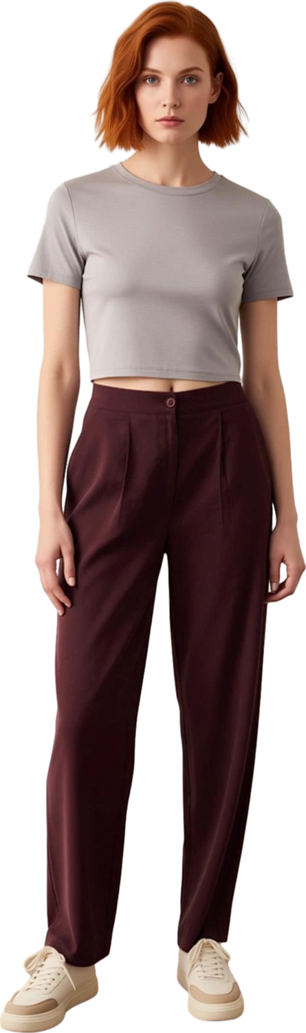 Kadın Mürdüm Wide Leg Dokuma Pantolon Fonksiyonel Dayanıklı Kaliteli Konforlu Estetik Spor