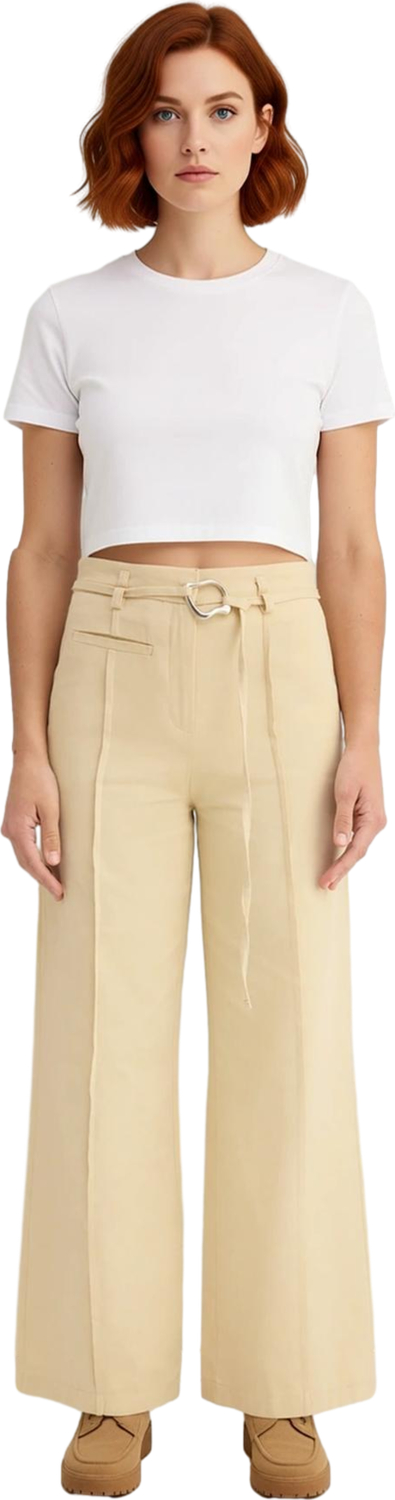 Kadın Yüksek Bel Wide Leg Gabardin Pantolon Fonksiyonel Dayanıklı Kaliteli Konforlu Modern