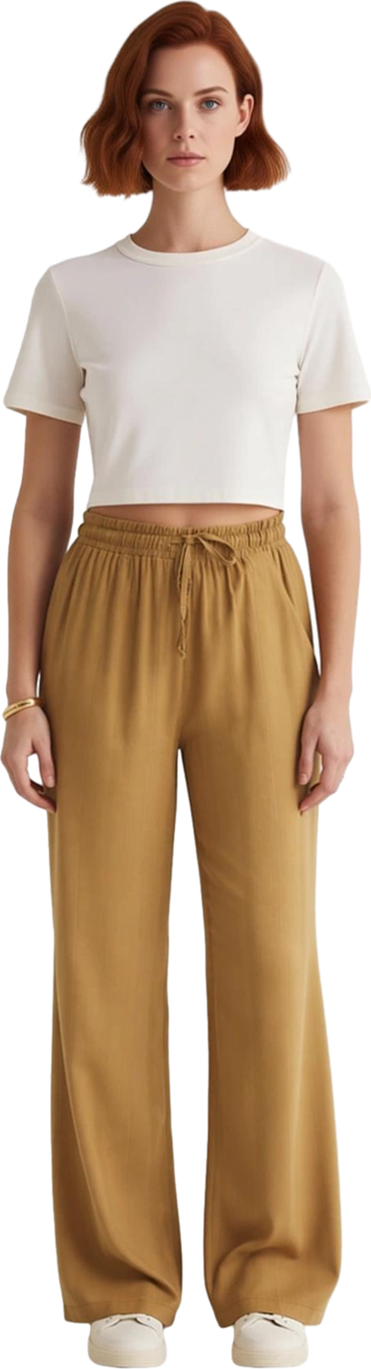 Kadın Wide Leg Dokuma Jakarlı Keten Karışımlı Pantolon Fonksiyonel Dayanıklı Kaliteli Spor