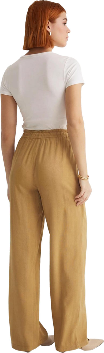 Kadın Wide Leg Dokuma Jakarlı Keten Karışımlı Pantolon Fonksiyonel Dayanıklı Kaliteli Spor