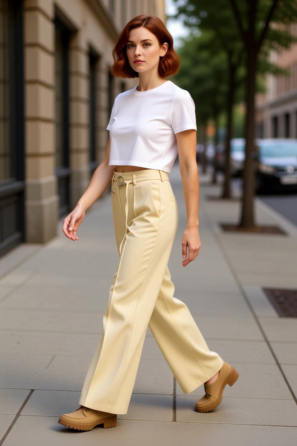 Kadın Yüksek Bel Wide Leg Gabardin Pantolon Fonksiyonel Dayanıklı Kaliteli Konforlu Modern