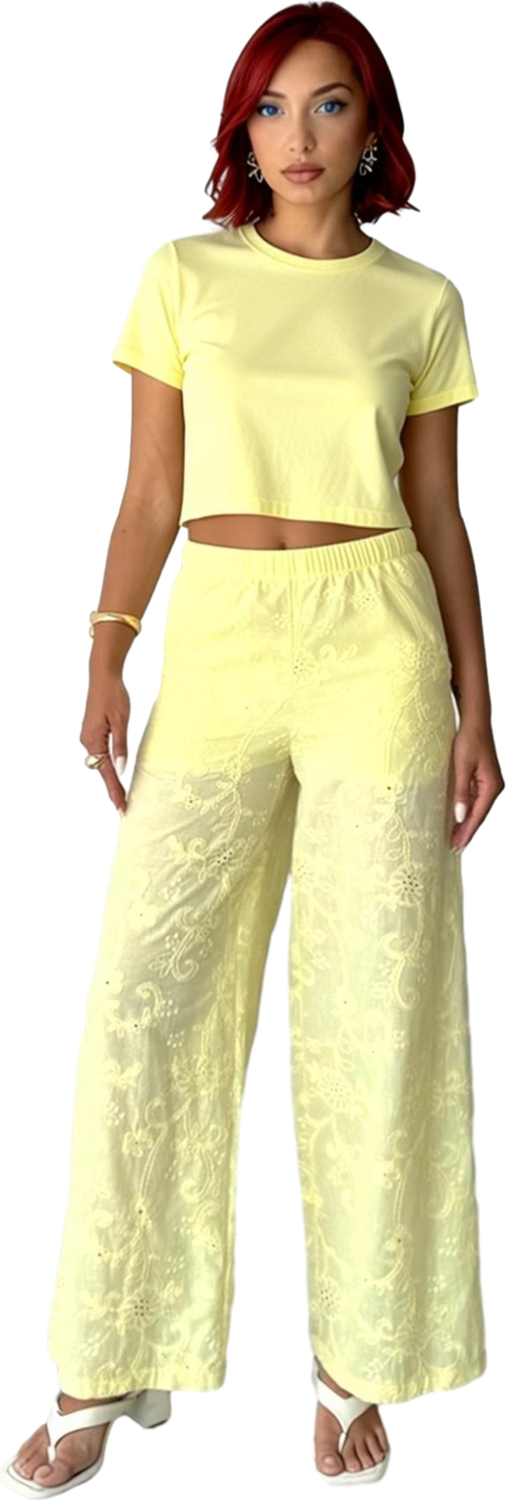 Kadın Brode Detaylı Wide Leg Pantolon Fonksiyonel Dayanıklı Kaliteli Konforlu Estetik Spor