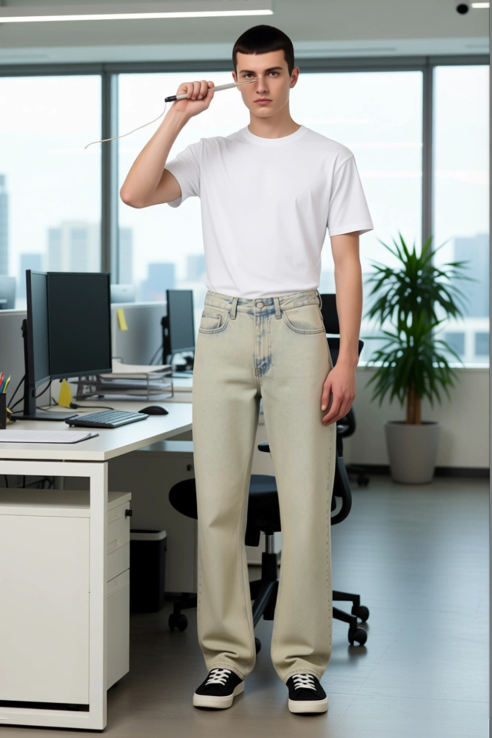 Kadın Vintage Efektli Bol Kesim Denim Pantolon Fonksiyonel Dayanıklı Kaliteli Konforlu Şık