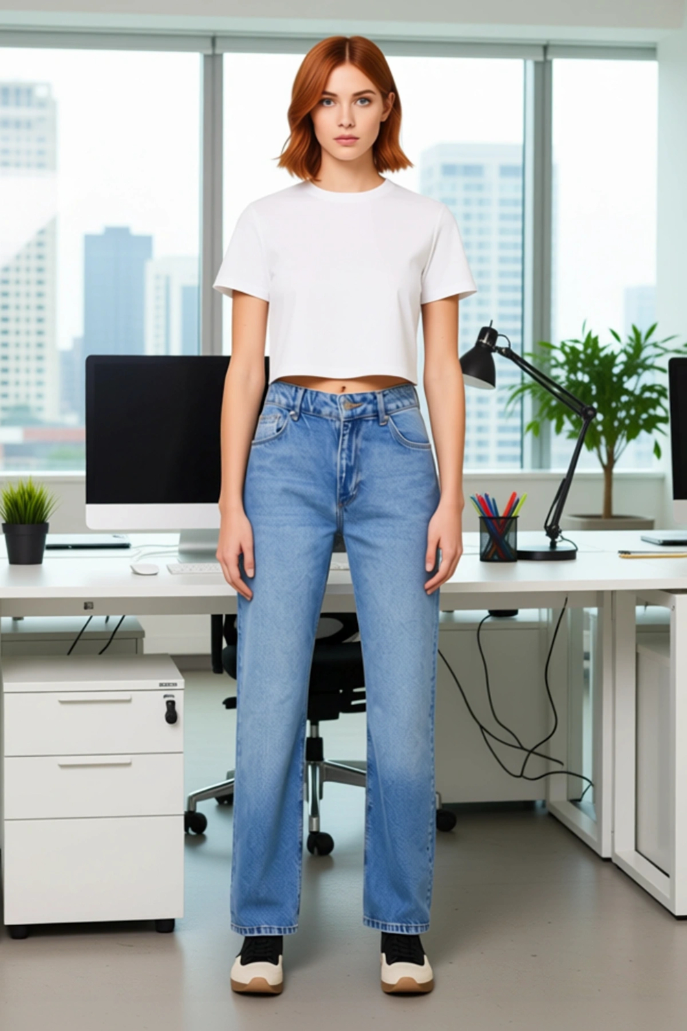Kadın Straight Kesim Jean Pantolon Cool ve Konforlu Stil İçin Fonksiyonel Dayanıklı Modern