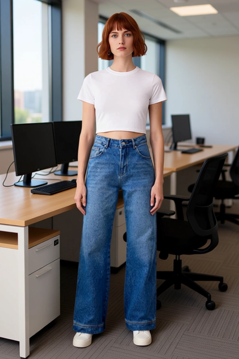 Kadın Geniş Paça Denim Pantolon Fonksiyonel Dayanıklı Kaliteli Konforlu Estetik Premium Şık
