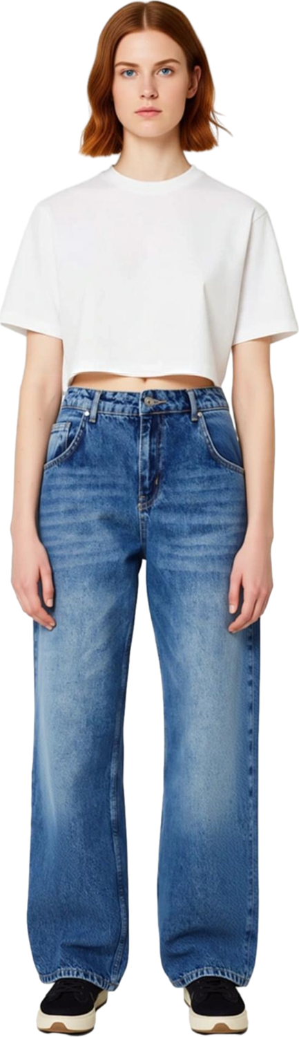 Kadın Düz Kesim Yüksek Bel Denim Pantolon Tüm Sezonlar Fonksiyonel Dayanıklı Kaliteli Spor