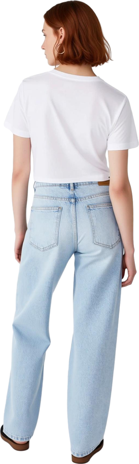 Kadın Açık Yüksek Bel Straight Fit Denim Pantolon Fonksiyonel Dayanıklı Kaliteli Konforlu Şık