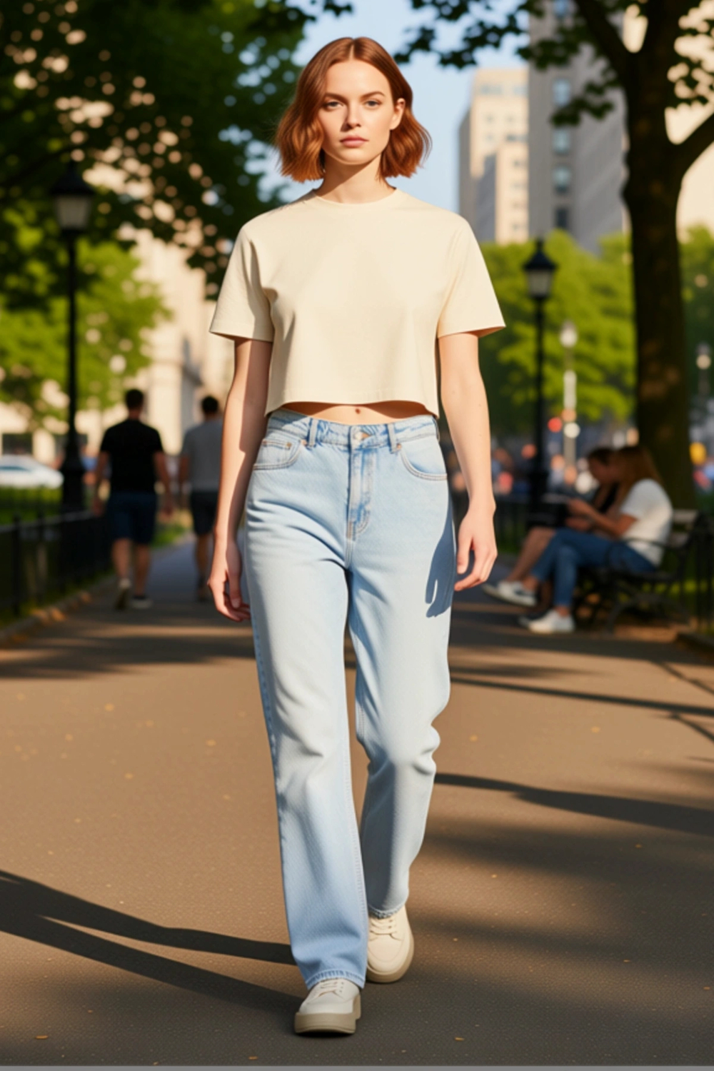 Kadın Açık Yüksek Bel Straight Fit Denim Pantolon Fonksiyonel Dayanıklı Kaliteli Konforlu Şık