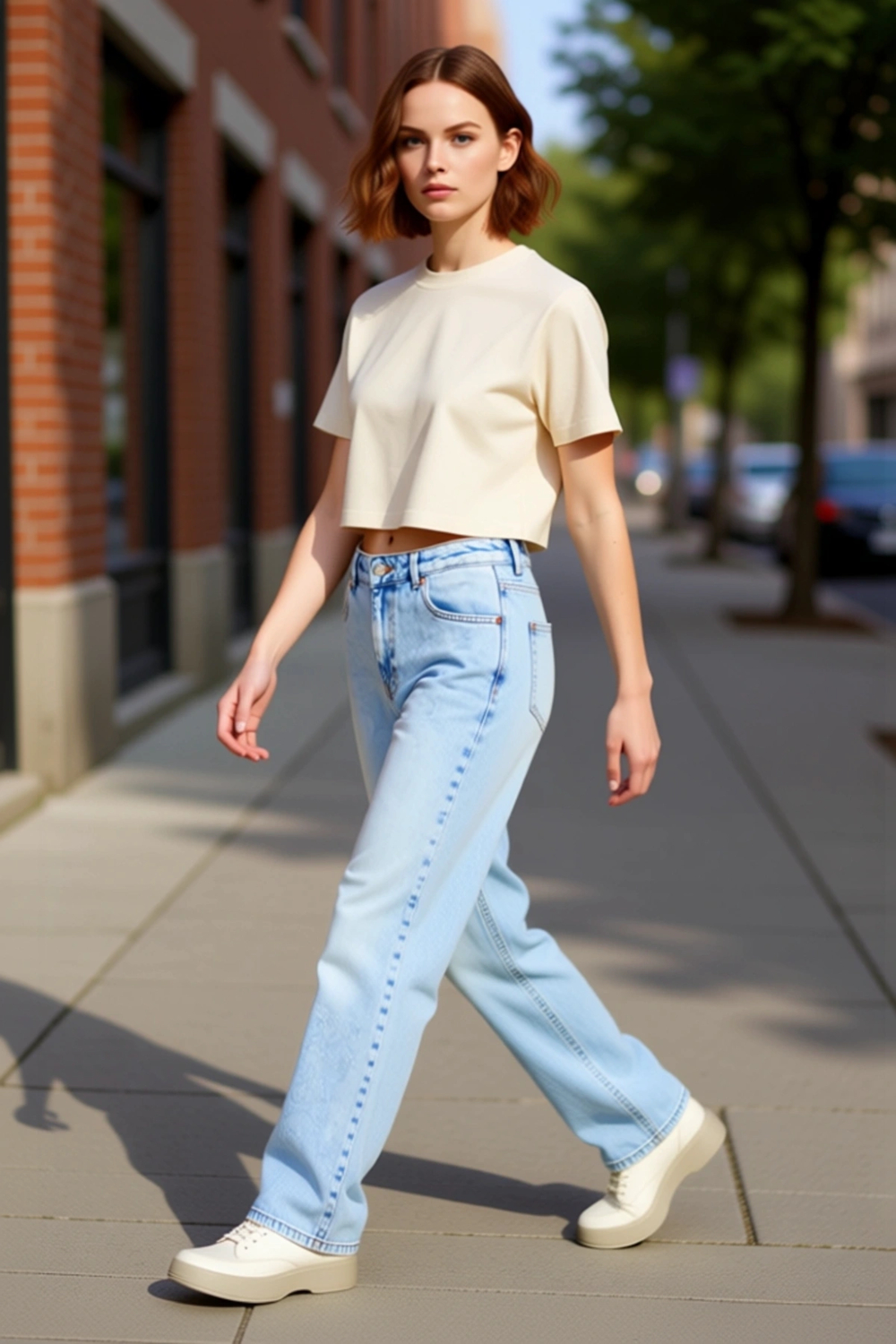 Kadın Açık Yüksek Bel Straight Fit Denim Pantolon Fonksiyonel Dayanıklı Kaliteli Konforlu Şık