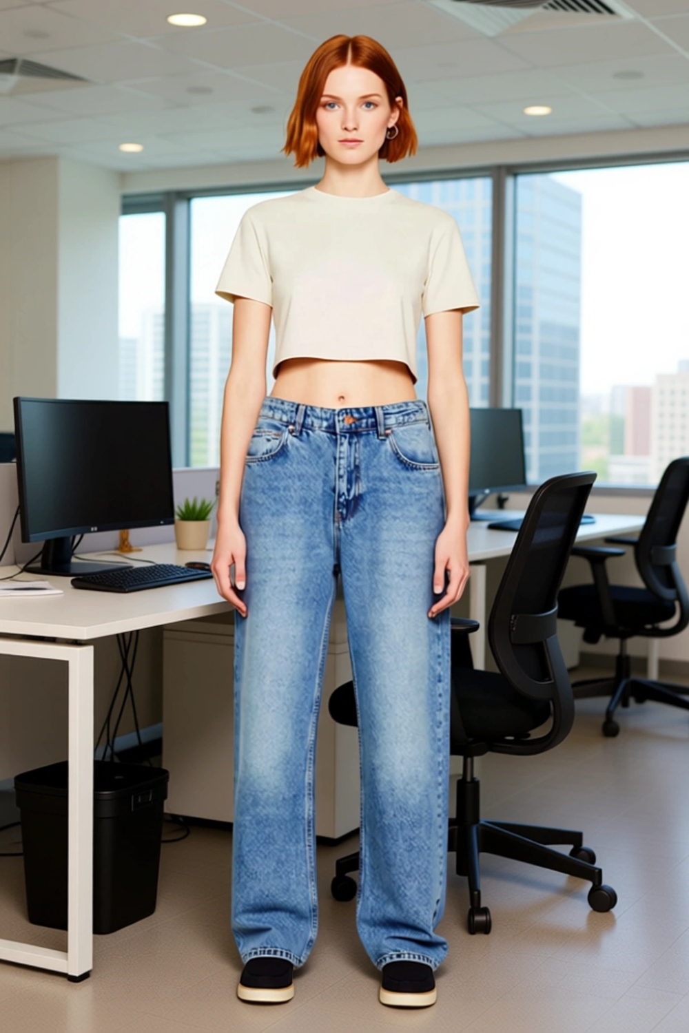 Kadın Açık Yüksek Bel Düz Kesim Denim Pantolon Fonksiyonel Dayanıklı Kaliteli Konforlu Şık
