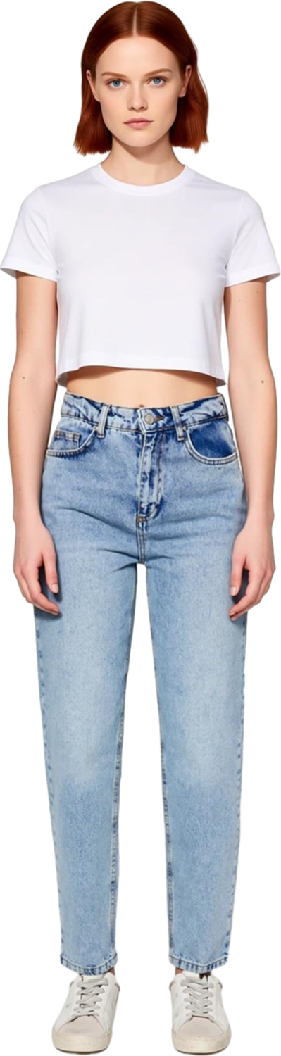 Kadın Açık Yüksek Bel Mom Kesim Denim Pantolon Fonksiyonel Dayanıklı Kaliteli Konforlu Şık