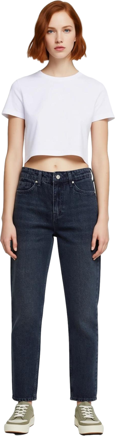 Kadın Yüksek Bel Mom Kesim Denim Pantolon Fonksiyonel Dayanıklı Kaliteli Konforlu Estetik Şık