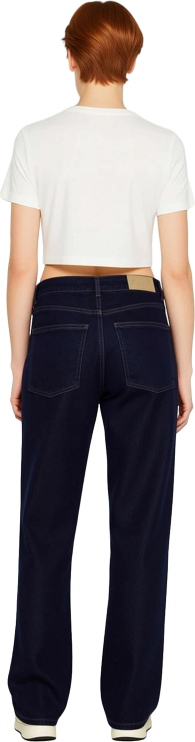 Kadın Koyu Düz Paça Denim Pantolon Fonksiyonel Dayanıklı Kaliteli Konforlu Estetik Premium