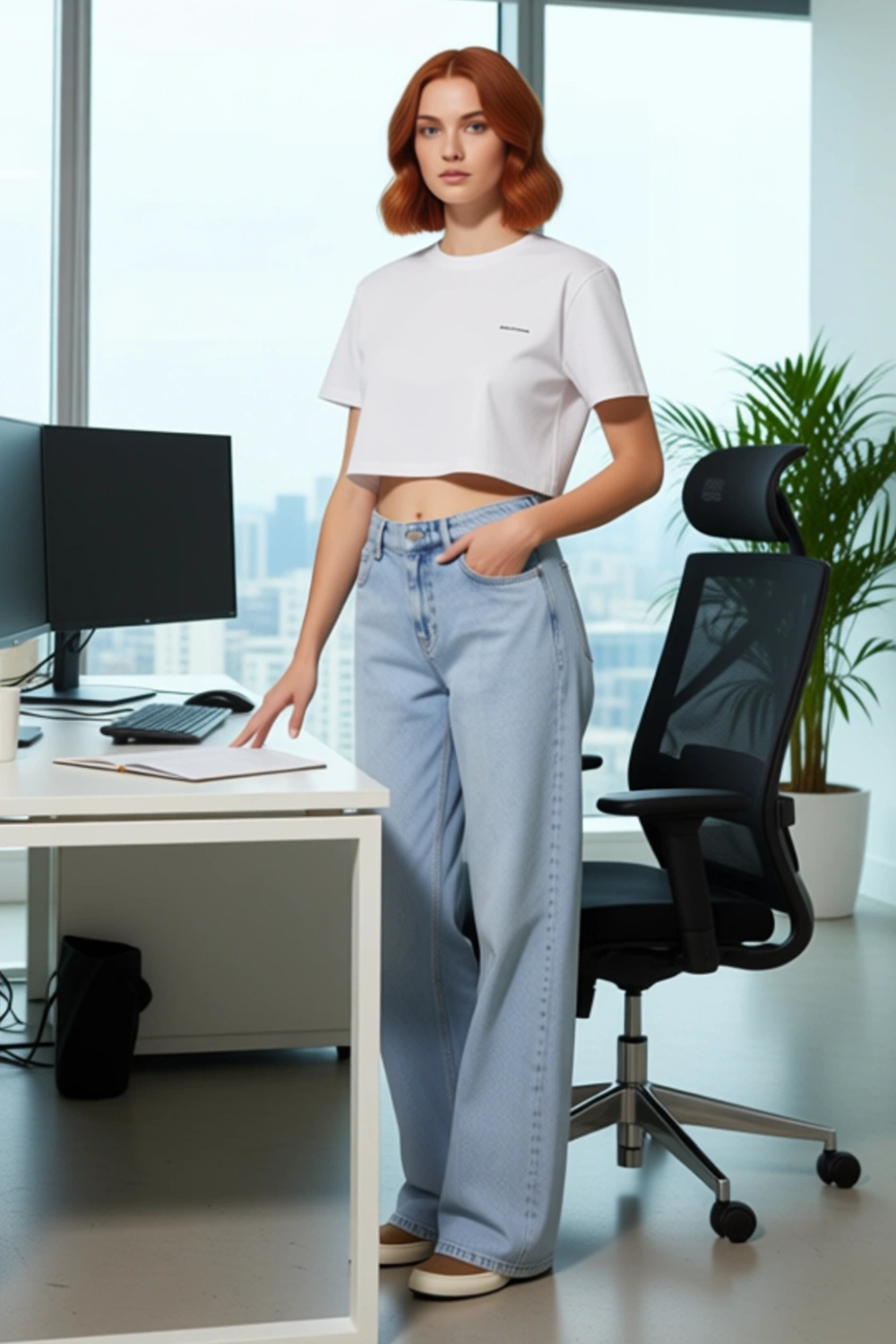 Kadın Açık Geniş Paça Denim Pantolon Normal Bel Fonksiyonel Dayanıklı Kaliteli Konforlu Şık