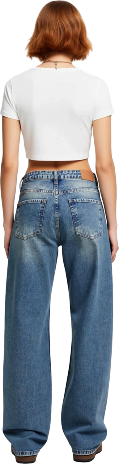 Kadın Vintage Wide Leg Denim Pantolon Fonksiyonel Dayanıklı Kaliteli Konforlu Estetik Spor