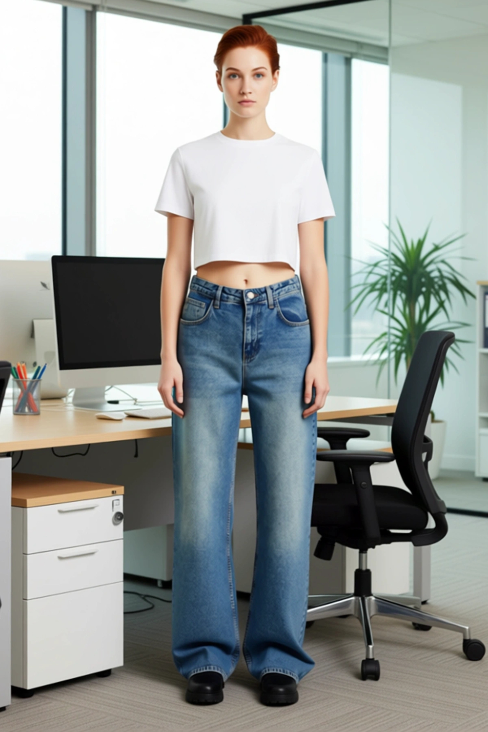 Kadın Vintage Wide Leg Denim Pantolon Fonksiyonel Dayanıklı Kaliteli Konforlu Estetik Spor